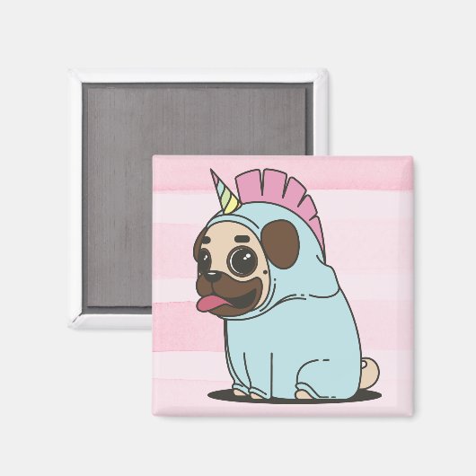 Unicorn-Mops Magnet (Vorderseite/Rückseite)