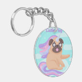 Unicorn Mops Schlüsselanhänger (Vorderseite links)