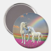 Unicorn Mother and Baby Foal Rainbow Fantasy Magnet (Vorderseite/Rückseite)