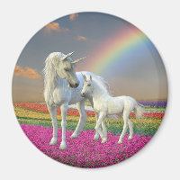 Unicorn Mother and Baby Foal Rainbow Fantasy
