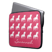 Unicorn-Muster-personalisierte rosa Laptopschutzhülle (Vorderseite Links)