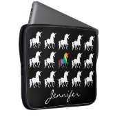 Unicorn-Muster-personalisierte Schwarz-weiße Laptopschutzhülle (Vorne Rechts)