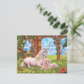 Unicorn Mutter und Foal Postkarte (Stehend Vorderseite)