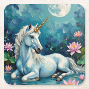 Unicorn Mystic Garden Rechteckiger Pappuntersetzer