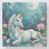 Unicorn Mystic Garden Steinuntersetzer (Vorderseite)