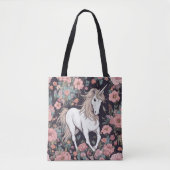 Unicorn Mythische Blume Tasche (Vorderseite)