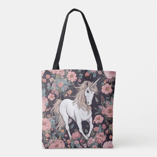Unicorn Mythische Blume Tasche (Rückseite)