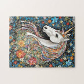 Unicorn Mythisches Pferdefloralpuzzle Puzzle (Horizontal)