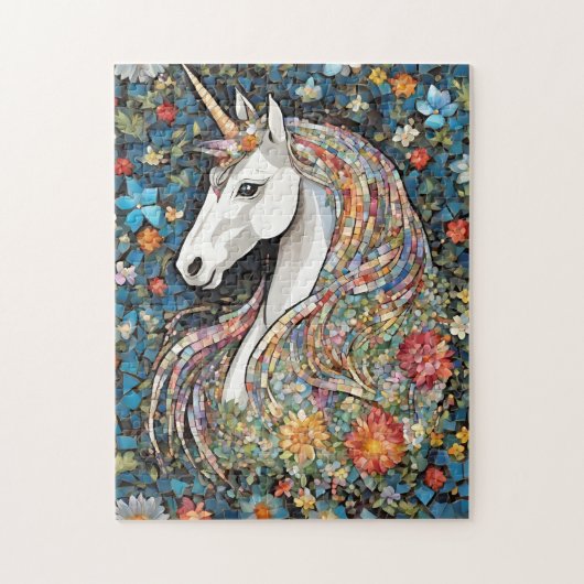 Unicorn Mythisches Pferdefloralpuzzle Puzzle (Vertikal)