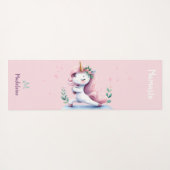 Unicorn Namaste Yoga Niedlich Funny Pink Name Mono Yogamatte (Rückseite (Horizontal))