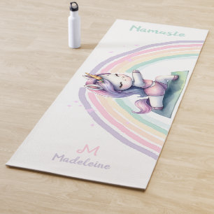 Unicorn Namaste Yoga Pose Niedlich Name Monogramm Yogamatte