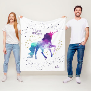 Unicorn, Name des Kindes, Fleece Blanket