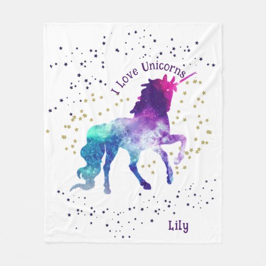 Unicorn, Name des Kindes, Fleece Blanket (Vorderseite)
