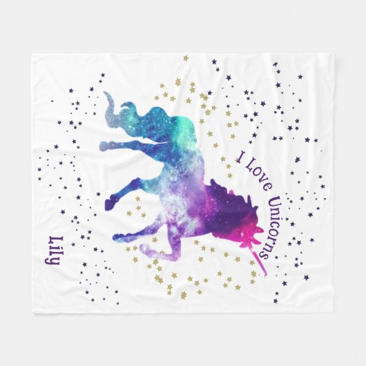 Unicorn, Name des Kindes, Fleece Blanket (Vorderseite (Horizontal))