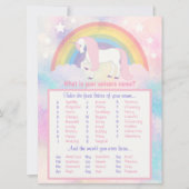 Unicorn Name Game Birthday & Baby Shower (Vorderseite)