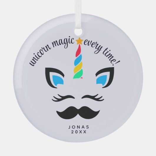 Unicorn Name Ornament - Custom Christmas Geschenk Aus Glas (Vorderseite)