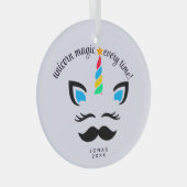 Unicorn Name Ornament - Custom Christmas Geschenk Aus Glas (Vorderseite Rechts)