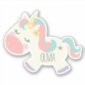 Unicorn Name Sticker pastellfarben (Vorderseite)