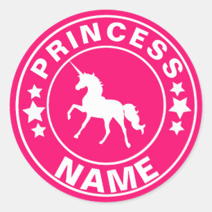 Unicorn-Nameprinzessin Regenbogen Rosa-Aufkleber Runder Aufkleber
