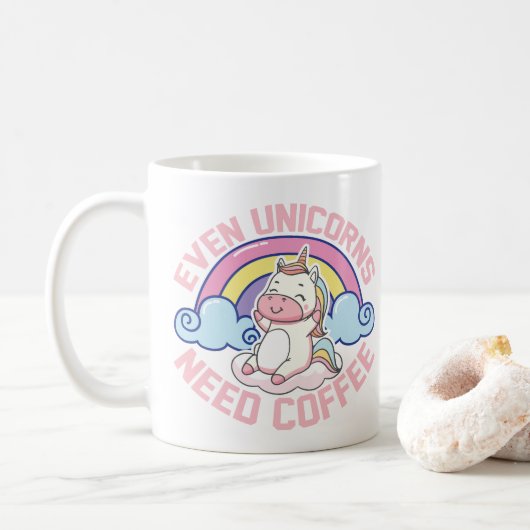 Unicorn Need Coffee Kaffeetasse (Mit Donut)