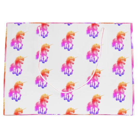 Unicorn Neon Gift Bag Große Geschenktüte (Vorderseite)