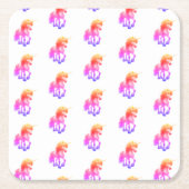 Unicorn Neon Rechteckiger Pappuntersetzer (Vorderseite)