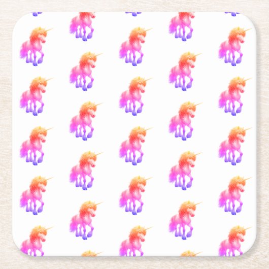 Unicorn Neon Rechteckiger Pappuntersetzer (Vorderseite)