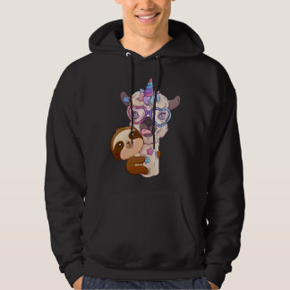 Unicorn Niedlich Brown Sloth Rainbow Animal Llama Hoodie