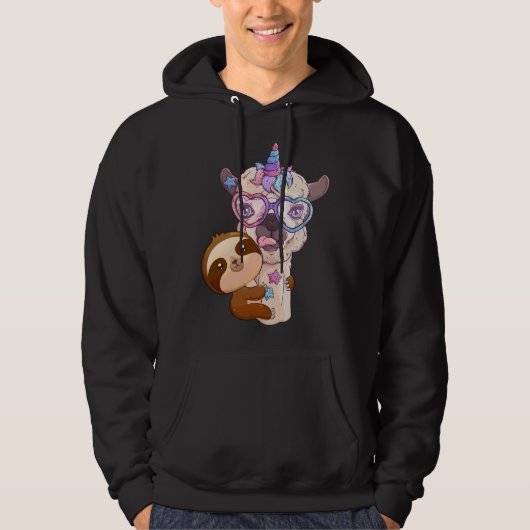 Unicorn Niedlich Brown Sloth Rainbow Animal Llama Hoodie (Vorderseite)