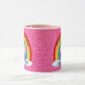 Unicorn Niedlich Happy BIRTHDAY Pink Glitzer Tasse (Zentrum)