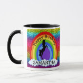 Unicorn Niedlich Happy BIRTHDAY Rainbow Glitzer Ta Tasse (Links)