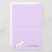 Unicorn Niedlich Kids Pastel Briefpapier (Vorne/Hinten)