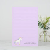 Unicorn Niedlich Kids Pastel Briefpapier (Stehend Vorderseite)