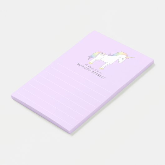 Unicorn Niedlich Kids Pastel Post-it Klebezettel (angewinkelt)
