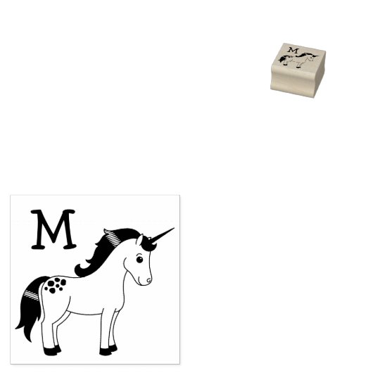 Unicorn Niedlich Kids Pastellmonogramm Gummistempel (Stempel)
