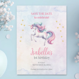 Unicorn Niedlich Magical Watercolor Geburtstagspar Save The Date