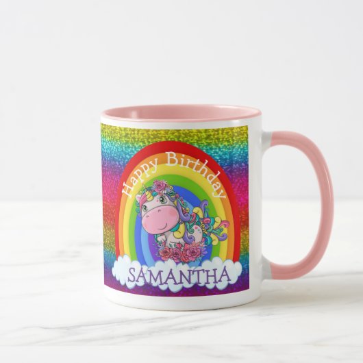 Unicorn Niedlich Rainbow Glitzer Tasse (Rechts)