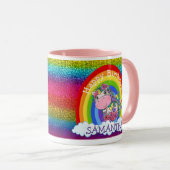Unicorn Niedlich Rainbow Glitzer Tasse (VorderseiteRechts)
