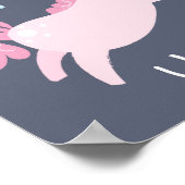 Unicorn Niedlich rosa Kinderzimmer Poster (Ecke)