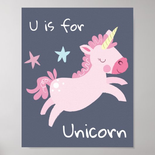 Unicorn Niedlich rosa Kinderzimmer Poster (Vorne)