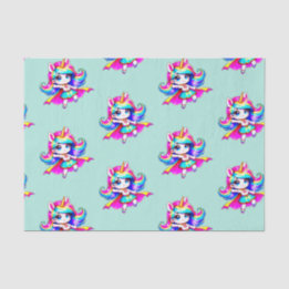 Unicorn niedlich super Girl grün pink Seidenpapier