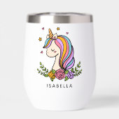 Unicorn Niedlich Whimsical Girly Personalisiert Na (Rückseite)