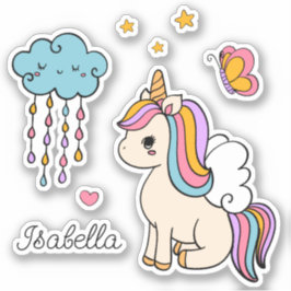 Unicorn Niedlich Whimsical Girly Personalisiert Na Aufkleber