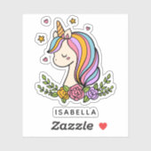 Unicorn Niedlich Whimsical Girly Personalisiert Na Aufkleber (Blatt)