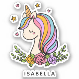 Unicorn Niedlich Whimsical Girly Personalisiert Na Aufkleber