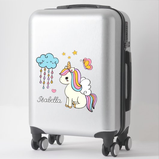Unicorn Niedlich Whimsical Girly Personalisiert Na Aufkleber (Koffer)
