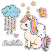 Unicorn Niedlich Whimsical Girly Personalisiert Na Aufkleber (Vorderseite)