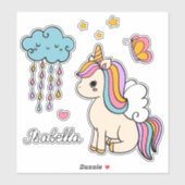 Unicorn Niedlich Whimsical Girly Personalisiert Na Aufkleber (Blatt)