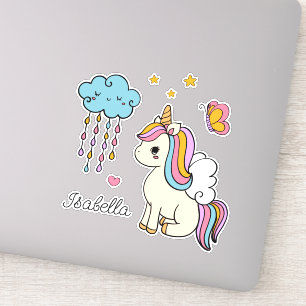 Unicorn Niedlich Whimsical Girly Personalisiert Na Aufkleber