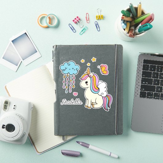 Unicorn Niedlich Whimsical Girly Personalisiert Na Aufkleber (iPad Hülle)